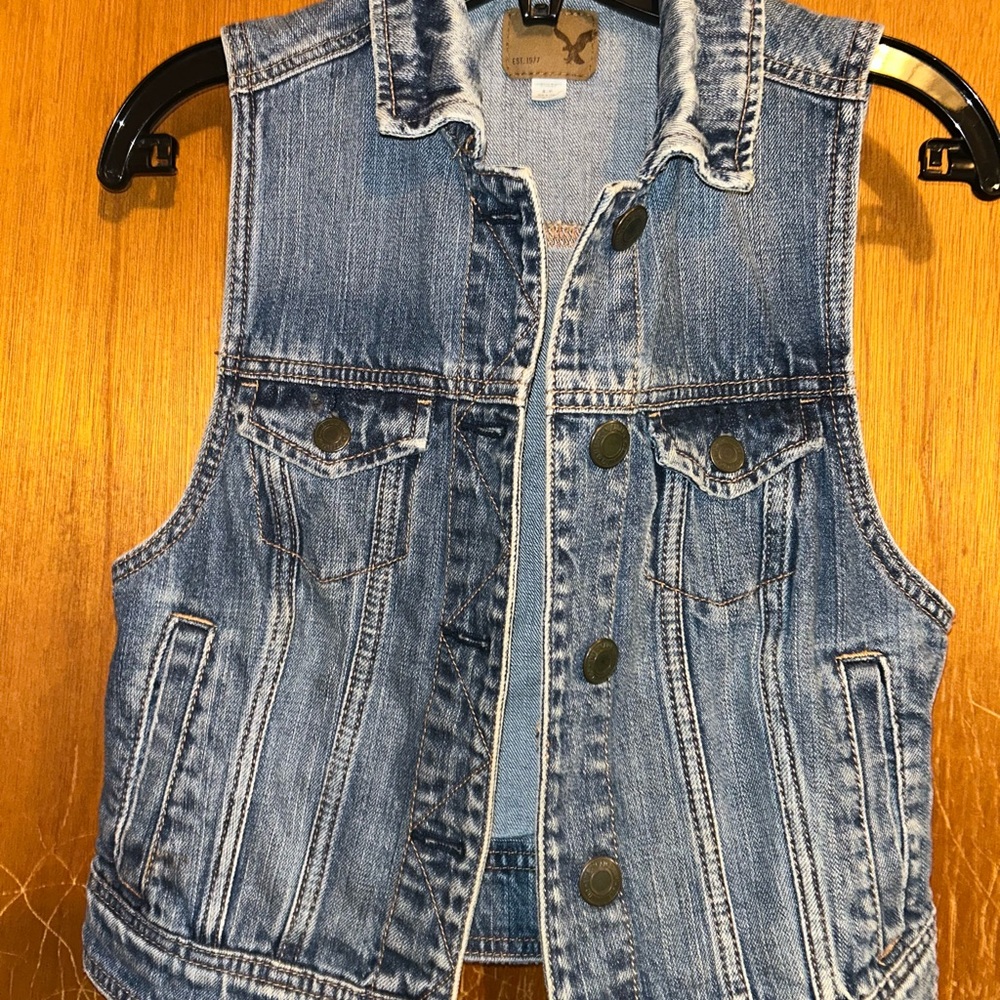 American Eagle Outfitters Blue Denim Vest